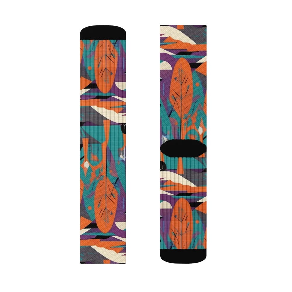 Vermilion Woodland on Socks — Left Sock