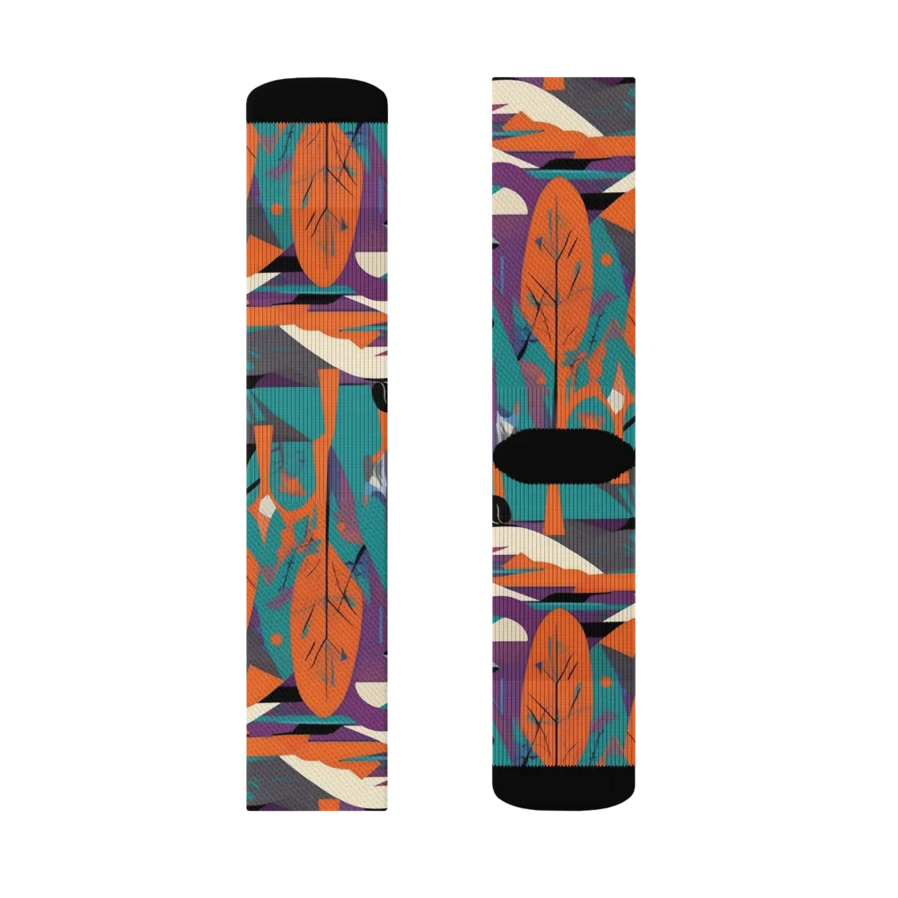 Vermilion Woodland on Socks — Right Sock