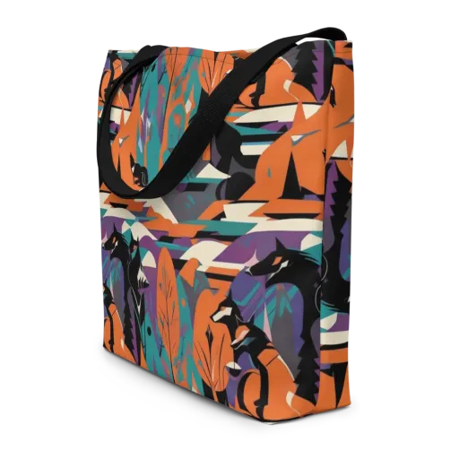 Vermilion Woodland on a Large Tote Bag W/ Pocket