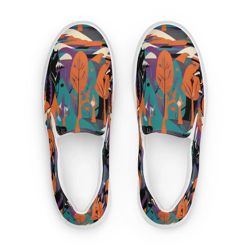 Vermilion Woodland on Women's Slip-On Canvas Shoes — Front