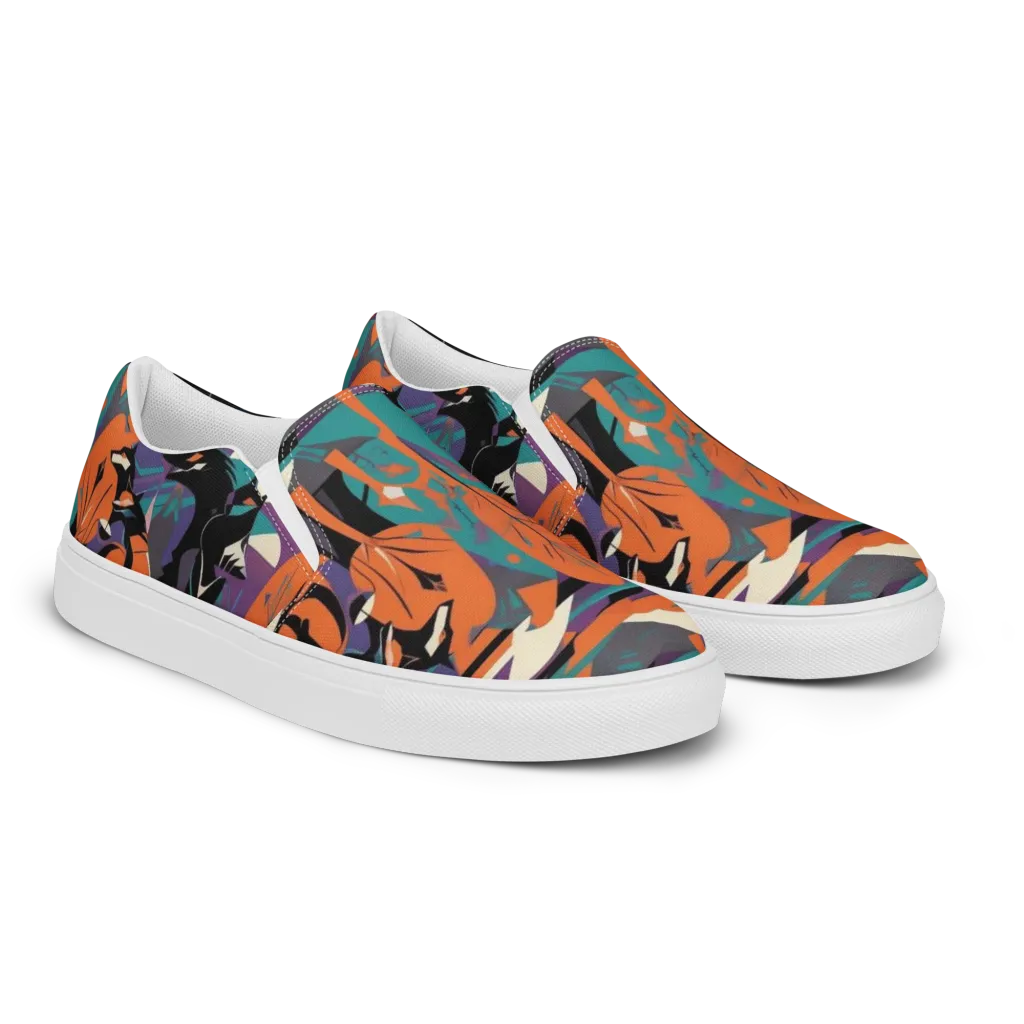 Vermilion Woodland on Women's Slip-On Canvas Shoes — Right Front