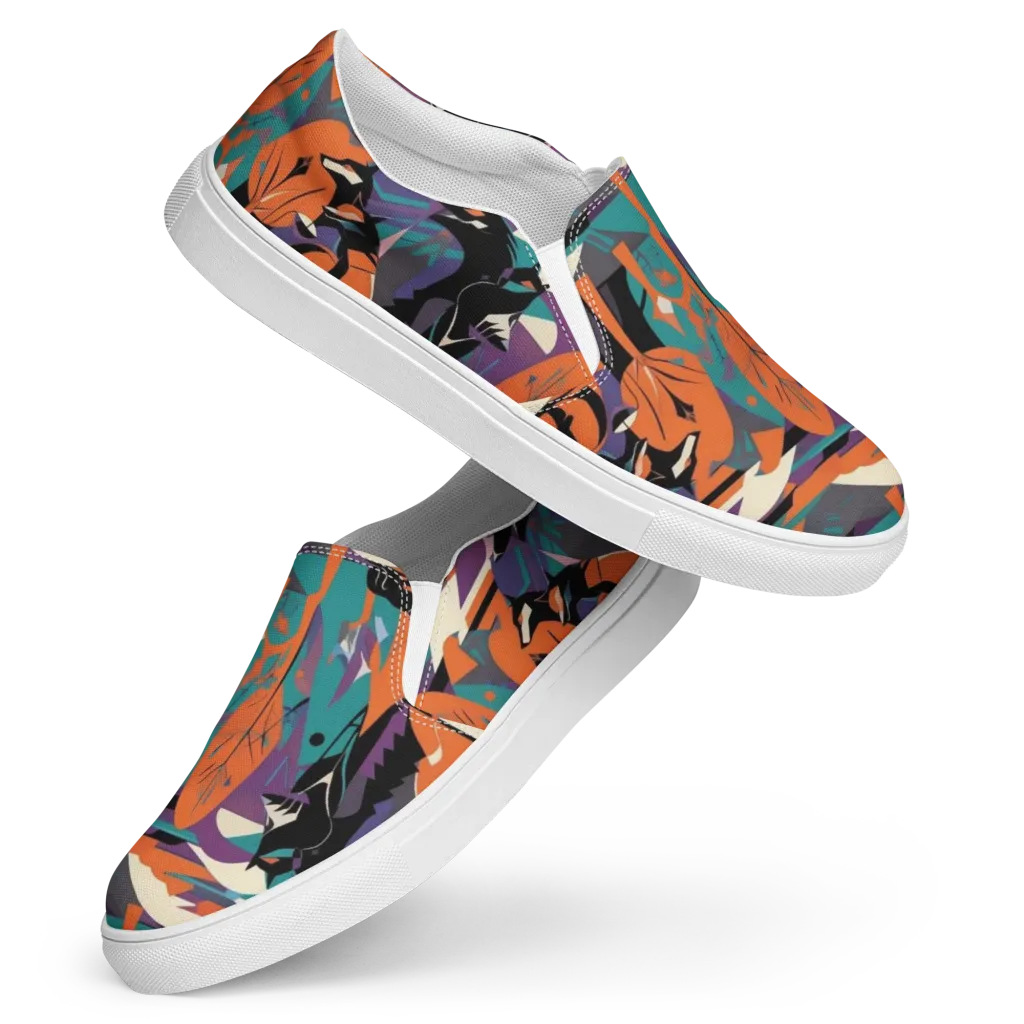 Vermilion Woodland on Women's Slip-On Canvas Shoes — Front