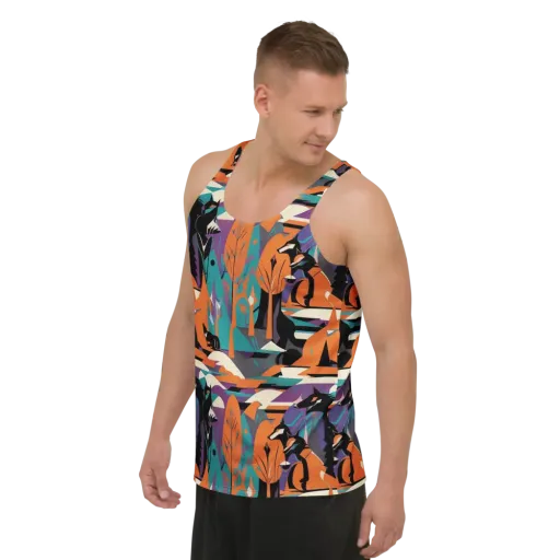 Vermilion Woodland on a Men's Tank Top