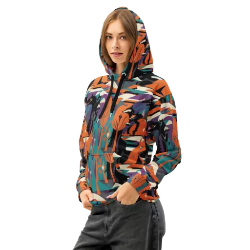 Vermilion Woodland on a Cotton Hoodie