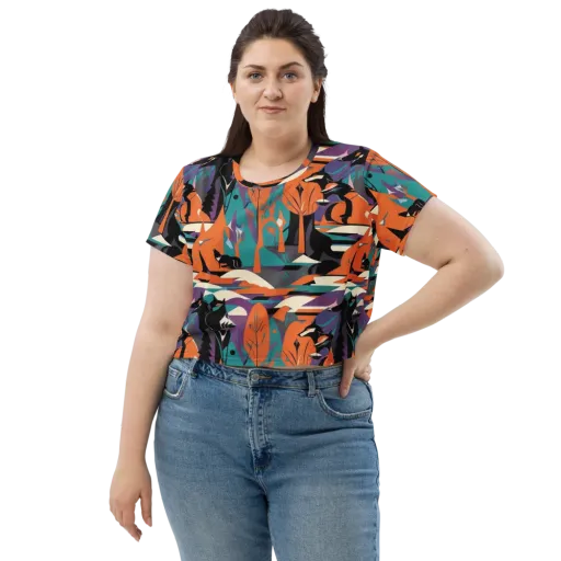 Vermilion Woodland on a Crop Tee