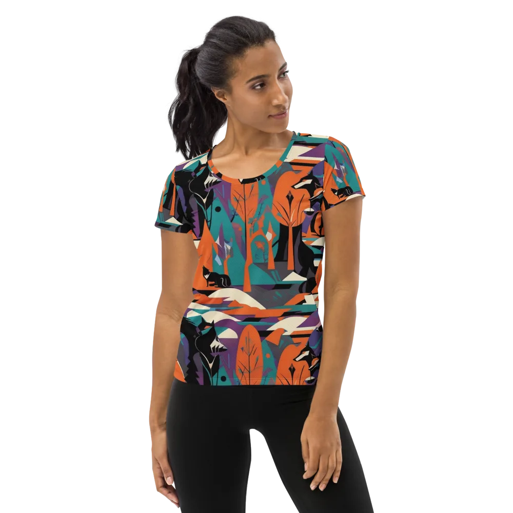 Vermilion Woodland on Women's Athletic T-Shirt — Front