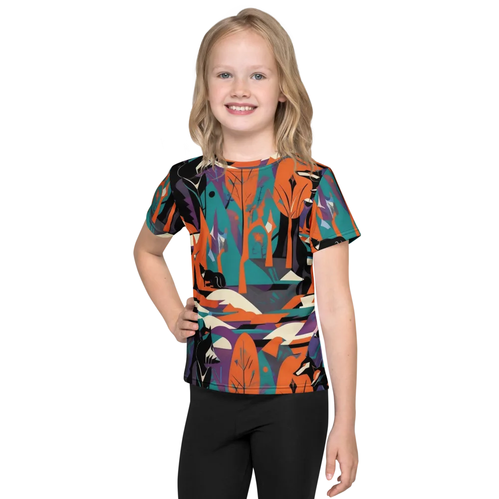 Vermilion Woodland on Kids Crew Neck T-Shirt — Front