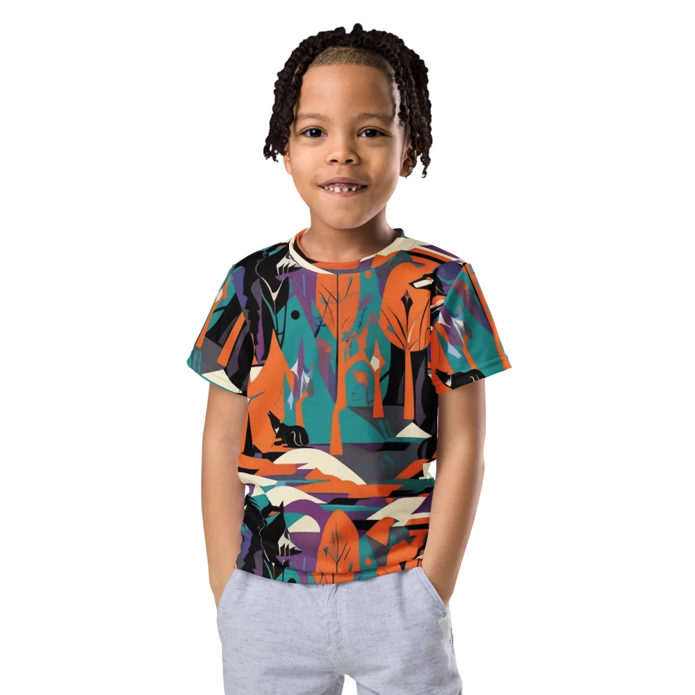 Vermilion Woodland on Kids Crew Neck T-Shirt — Front