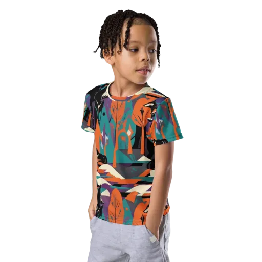 Vermilion Woodland on a Kids Crew Neck T-Shirt