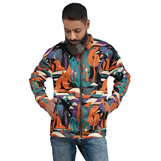 Vermilion Woodland on a Bomber Jacket