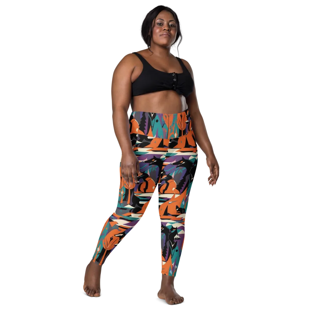 Vermilion Woodland on Leggings with Pockets — Front