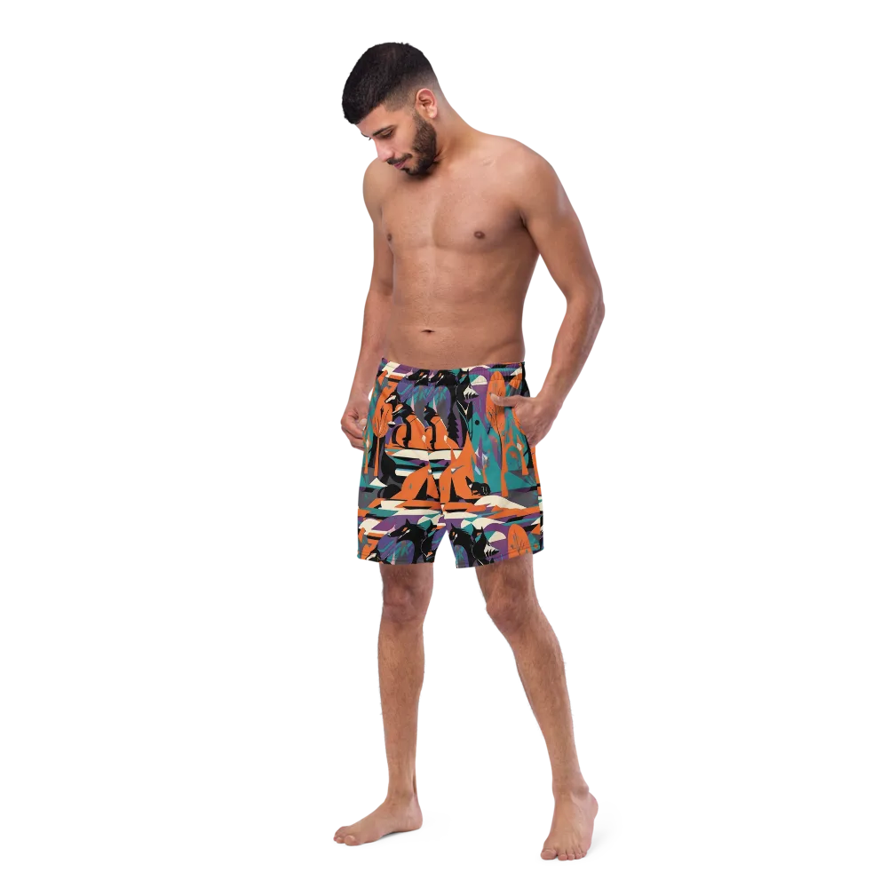 Vermilion Woodland on Swim Trunks — Left Front
