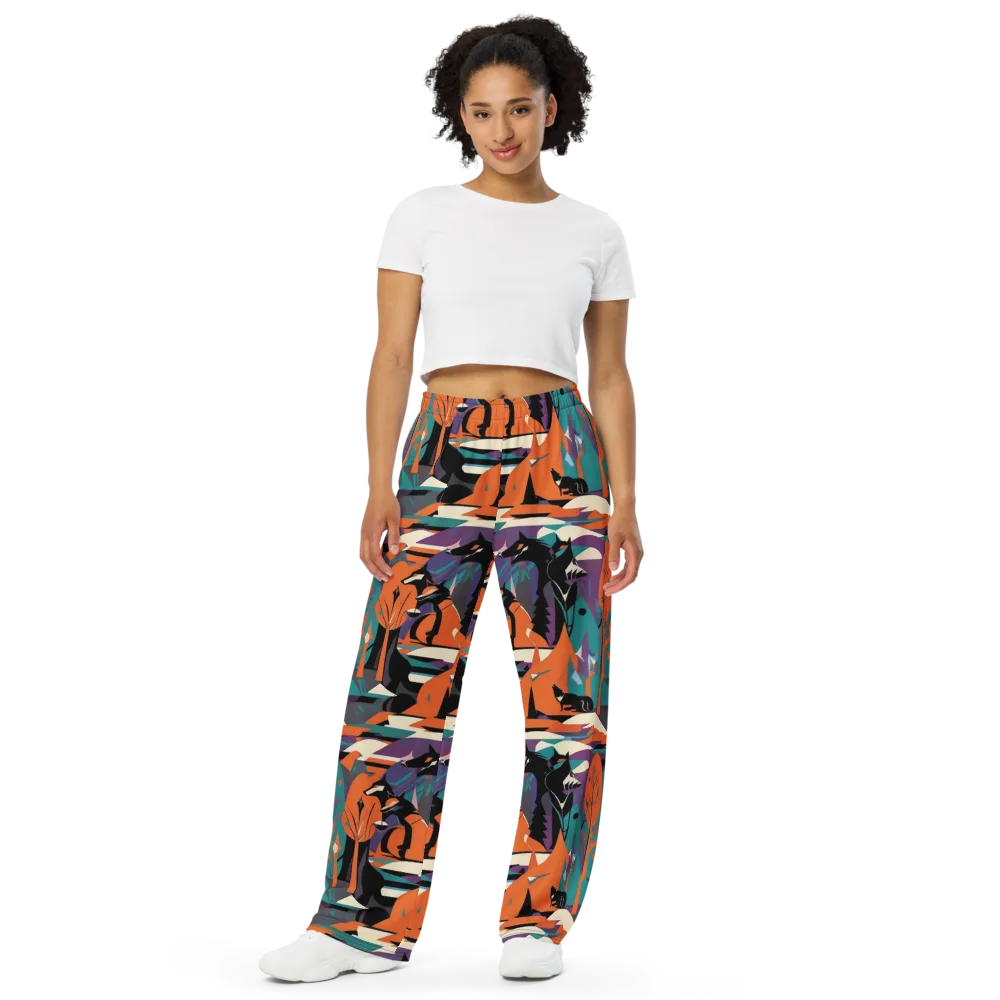 Vermilion Woodland on Wide-Leg Pants — Front