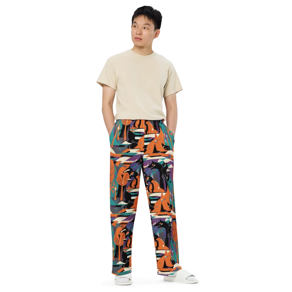Vermilion Woodland on Wide-Leg Pants — Front