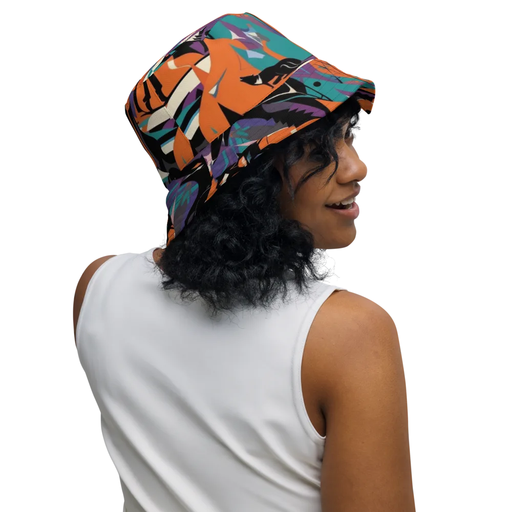 Vermilion Woodland on Reversible Bucket Hat — Right Outside