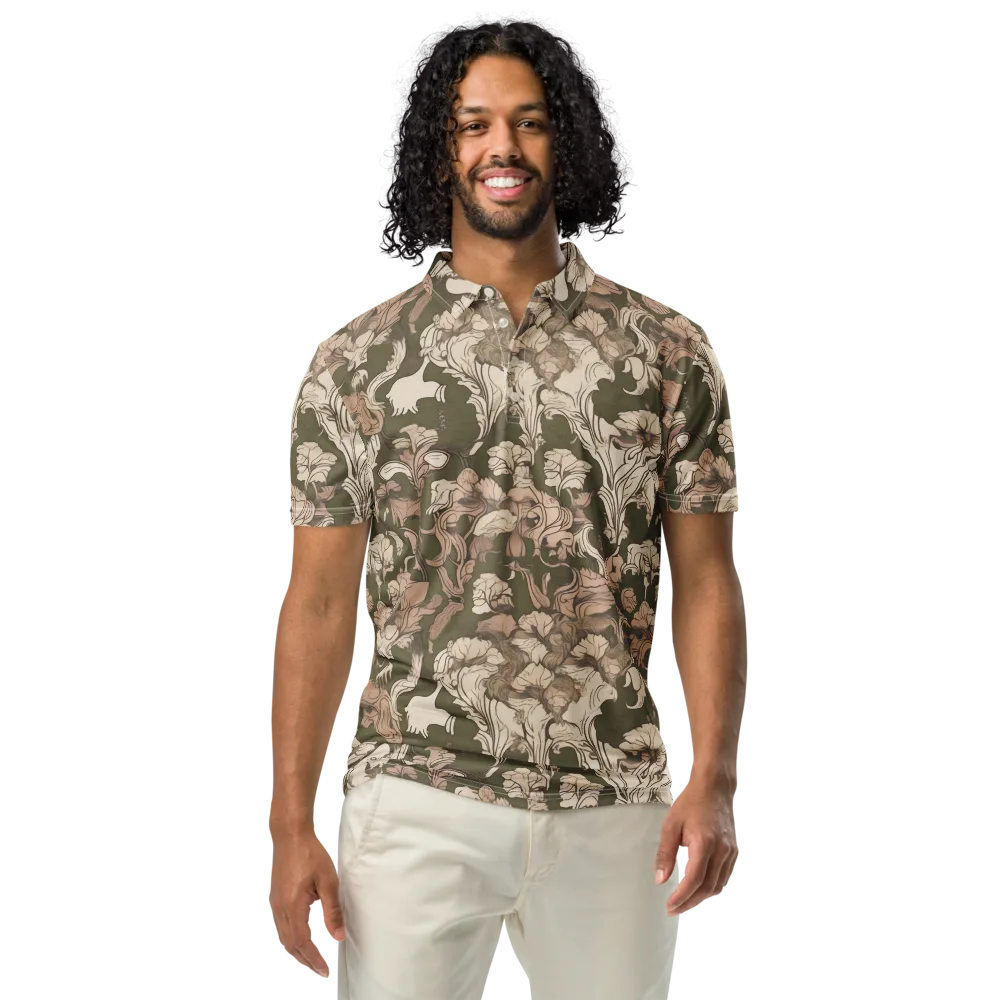 Moss Garden Reverie on Men's Slim Fit Polo Shirt — Front