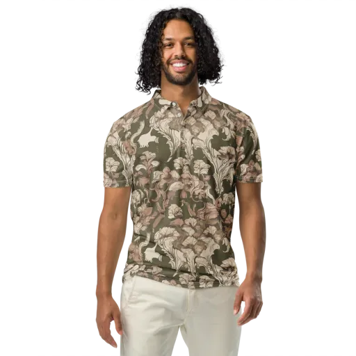 Moss Garden Reverie on a Men's Slim Fit Polo Shirt
