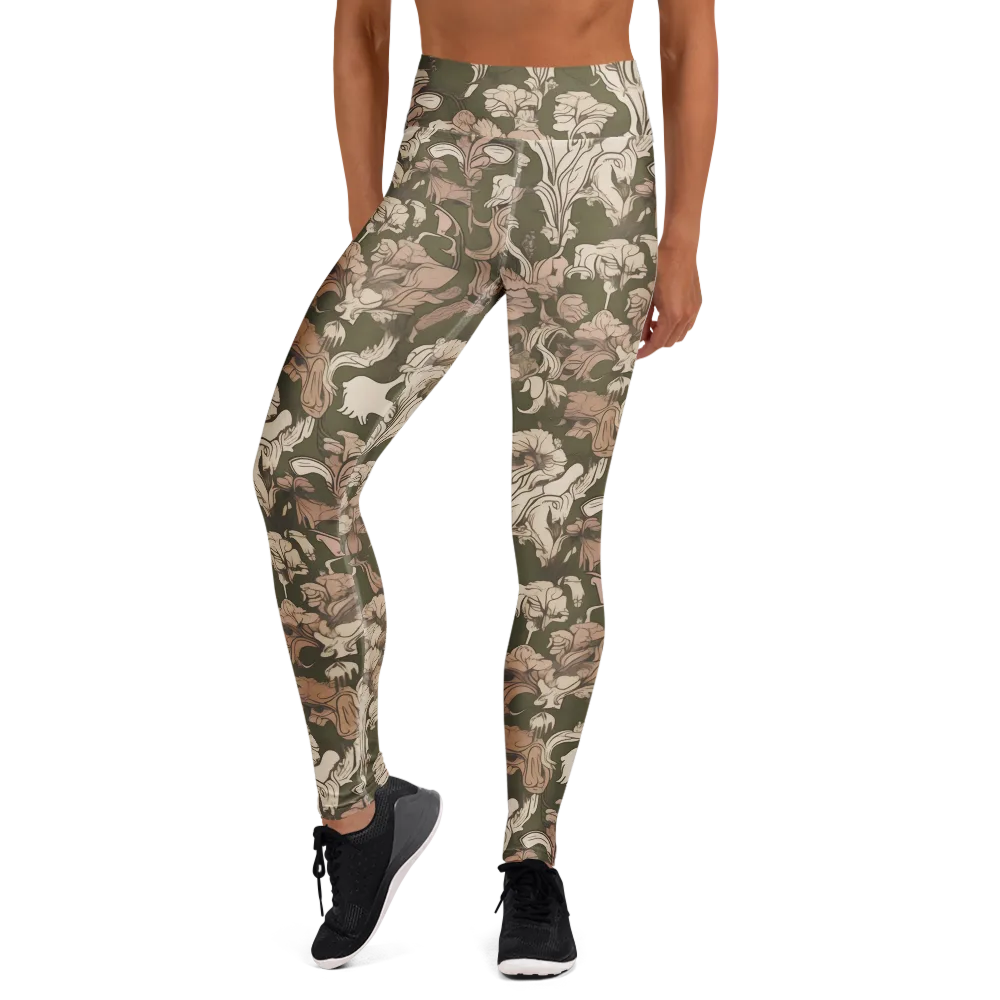 Moss Garden Reverie on Yoga Leggings — Front