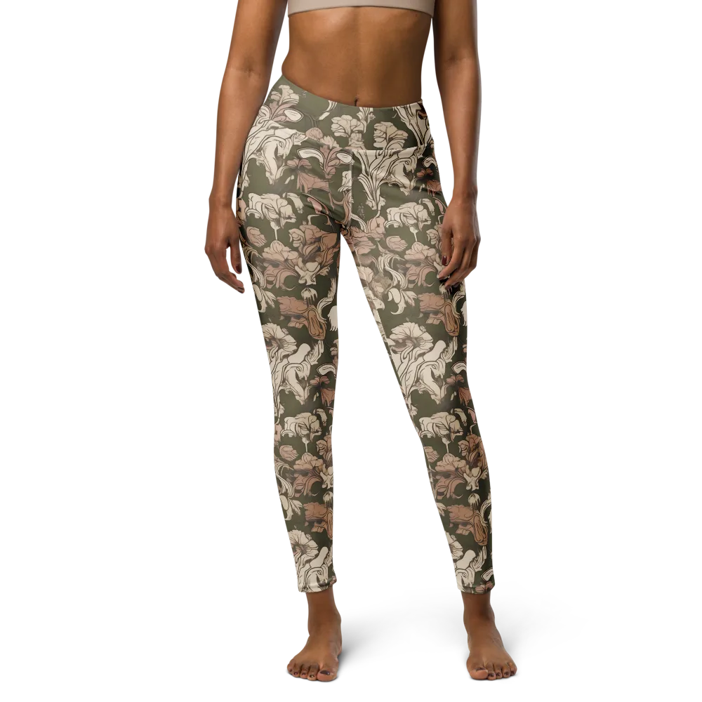 Moss Garden Reverie on Yoga Leggings — Front