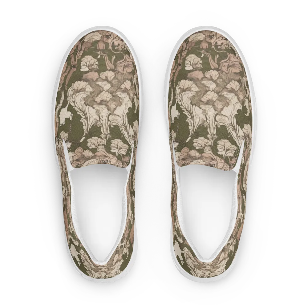 Moss Garden Reverie on Men's Slip-On Canvas Shoes — Front