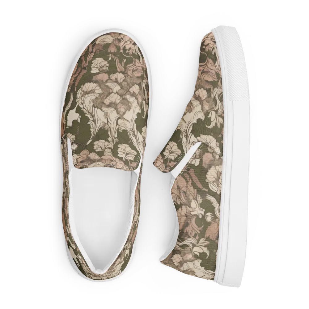 Moss Garden Reverie on Men's Slip-On Canvas Shoes — Front