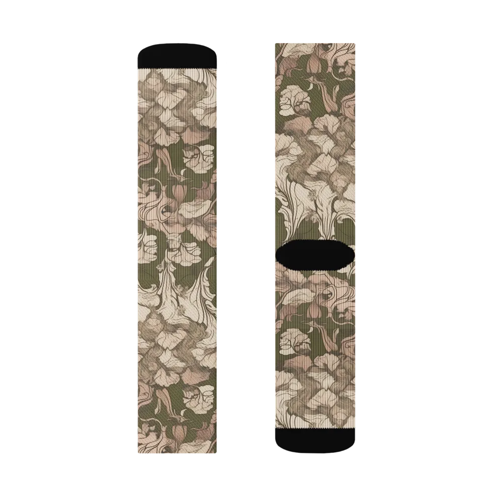 Moss Garden Reverie on Socks — Left Sock
