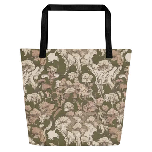 Moss Garden Reverie on a Large Tote Bag W/ Pocket