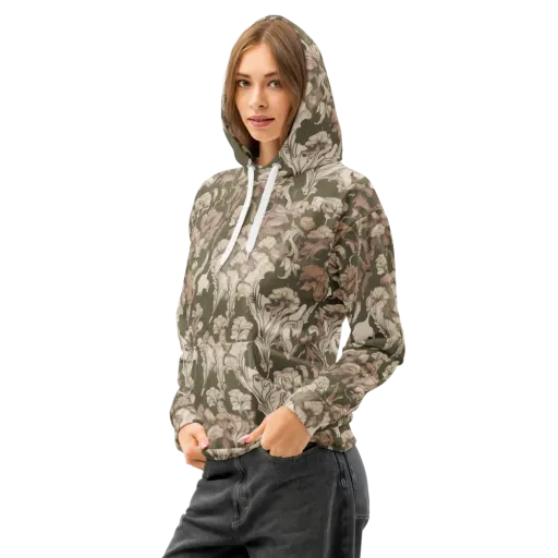 Moss Garden Reverie on a Cotton Hoodie