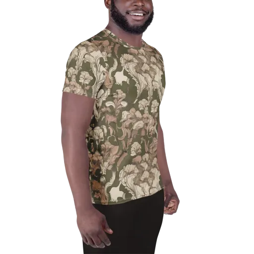 Moss Garden Reverie on a Men's Athletic T-Shirt