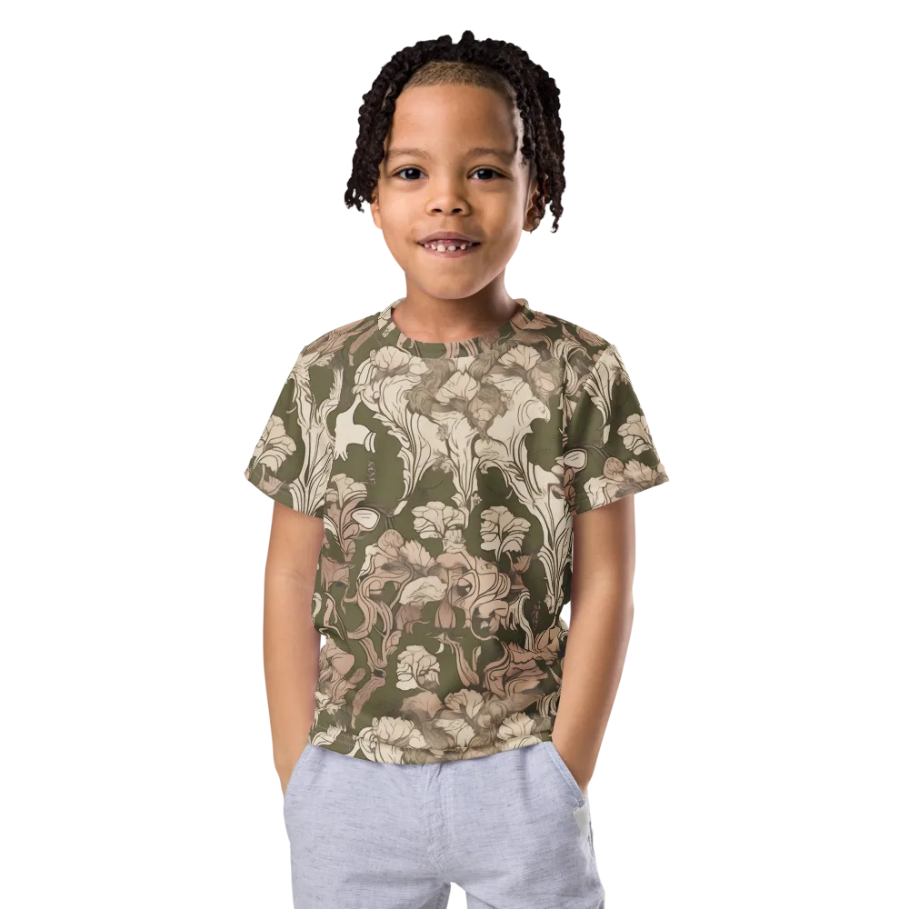Moss Garden Reverie on Kids Crew Neck T-Shirt — Front