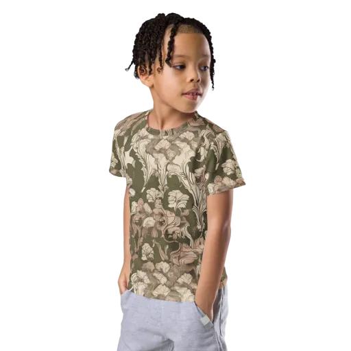 Moss Garden Reverie on a Kids Crew Neck T-Shirt