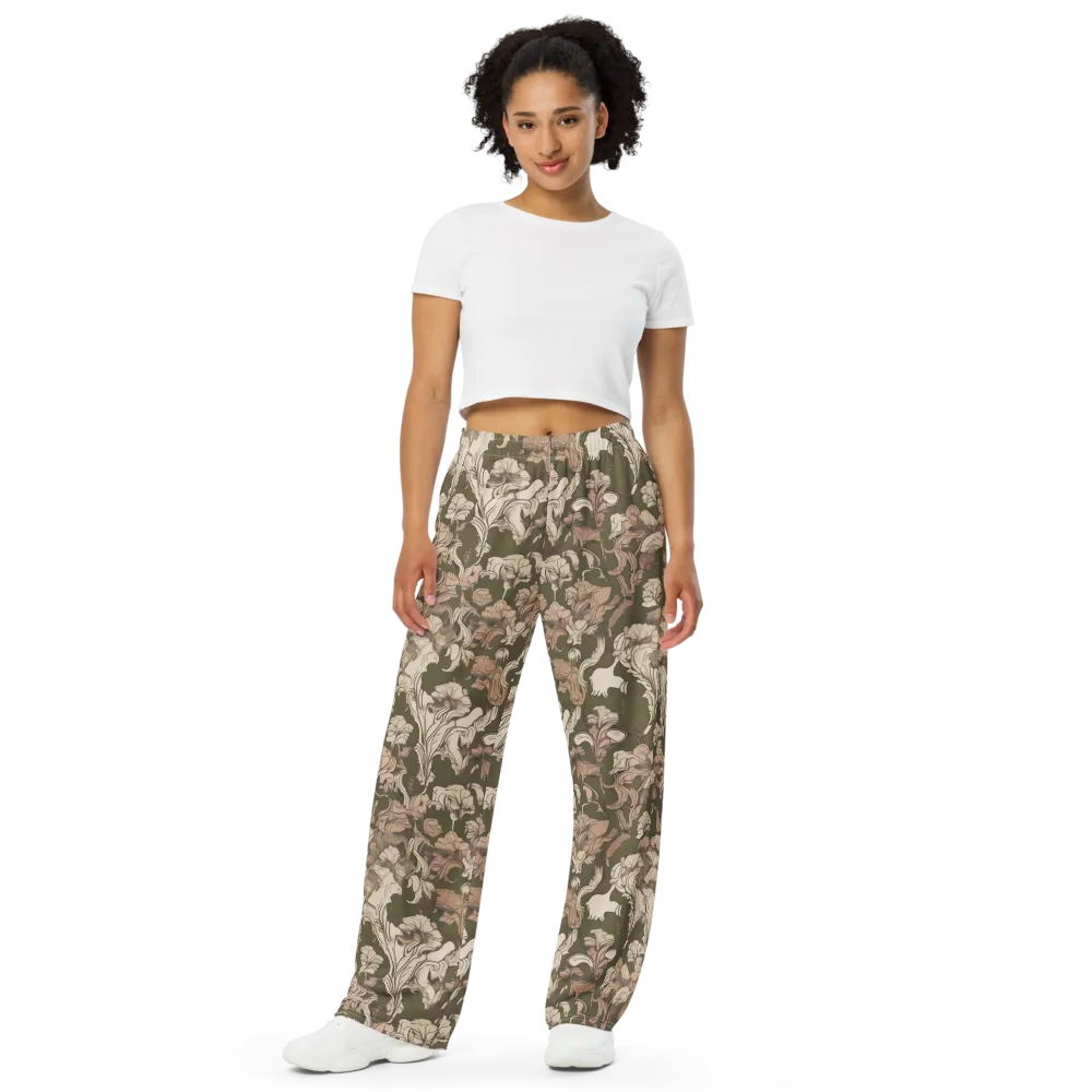 Moss Garden Reverie on Wide-Leg Pants — Front