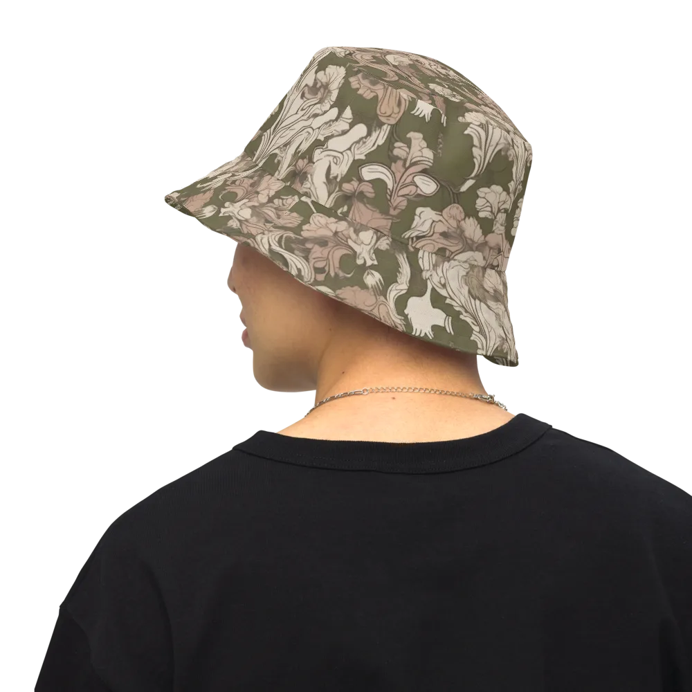 Moss Garden Reverie on Reversible Bucket Hat — Back Inside
