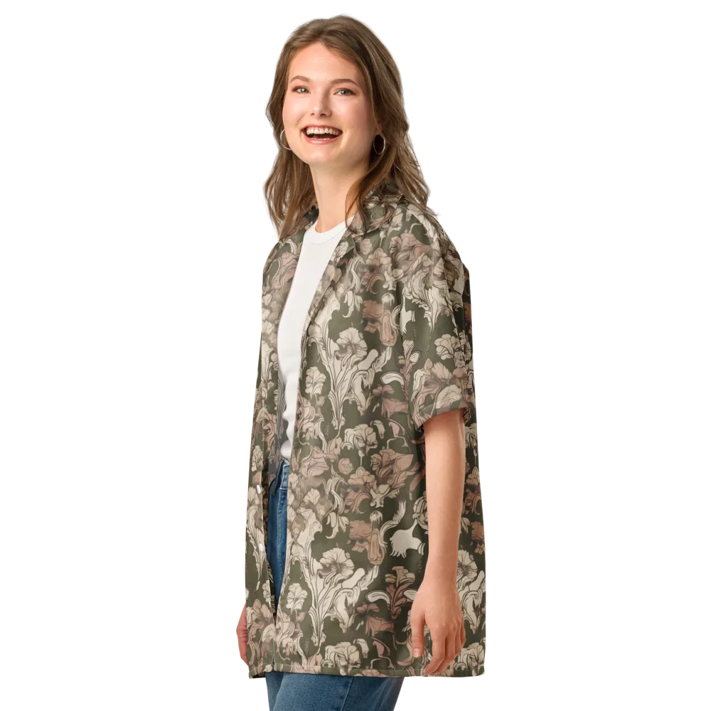 Moss Garden Reverie on Button Shirt — Left Front