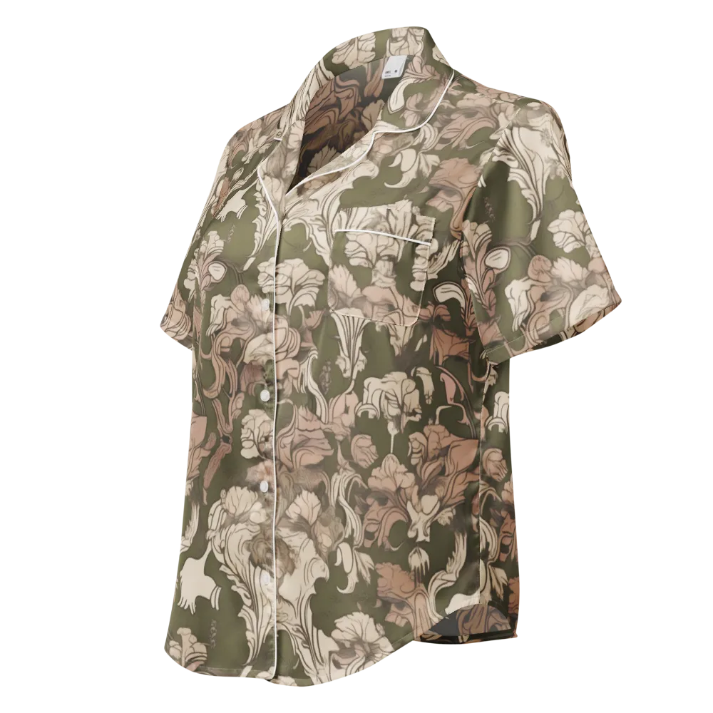 Moss Garden Reverie on Women's Short Sleeve Pajama Top — Left Front