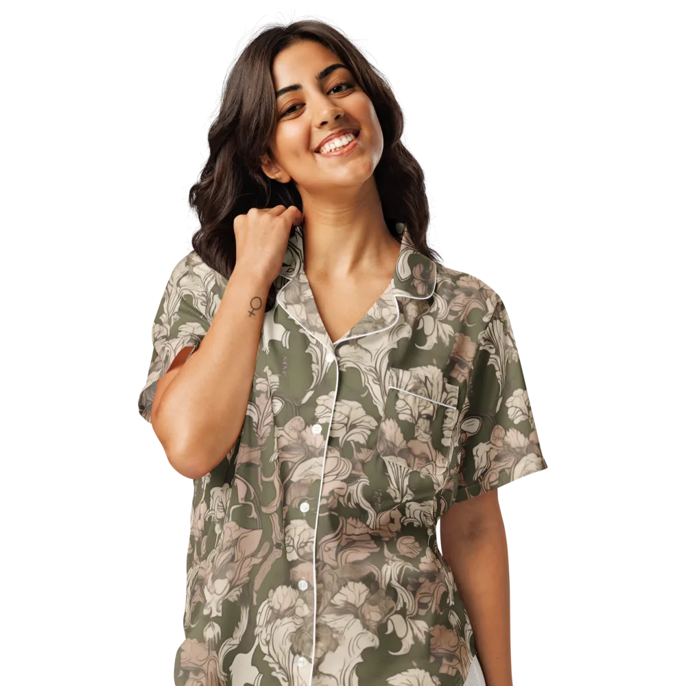 Moss Garden Reverie on Women's Short Sleeve Pajama Top — Front