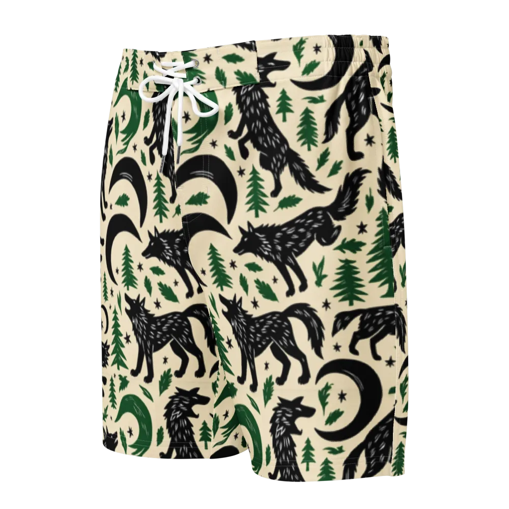Black Pine Howl on Men's Board Shorts — Front