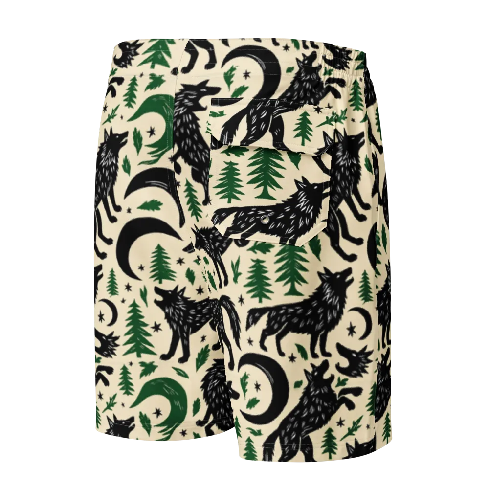 Black Pine Howl on Men's Board Shorts — Back