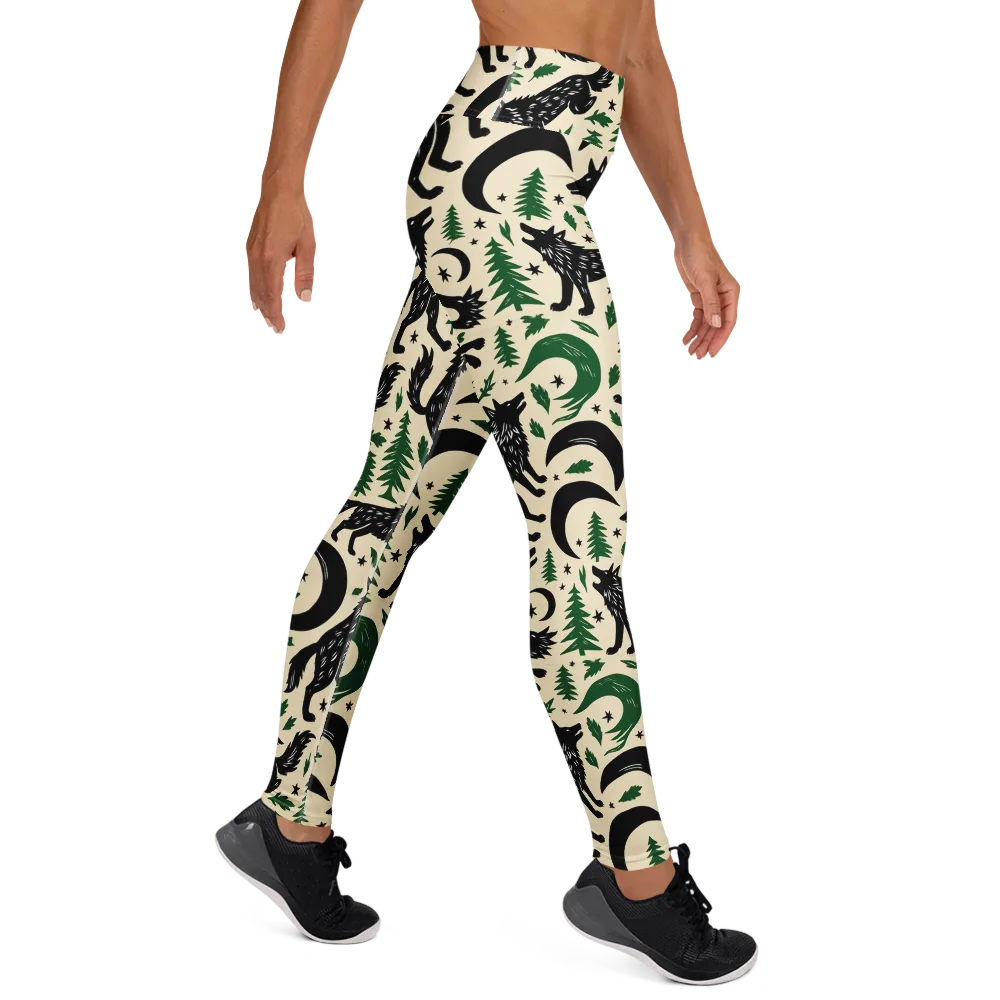 Black Pine Howl on Yoga Leggings — Right
