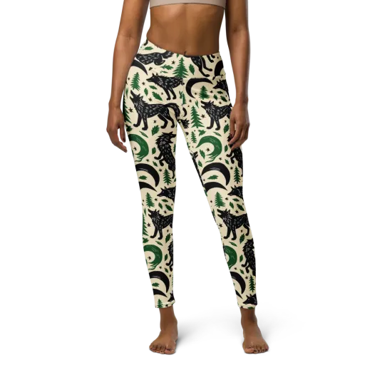 Black Pine Howl on a Yoga Leggings