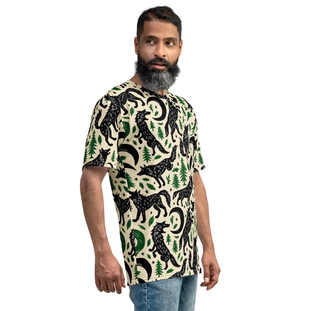 Black Pine Howl on Men's Crew Neck T-Shirt — Right