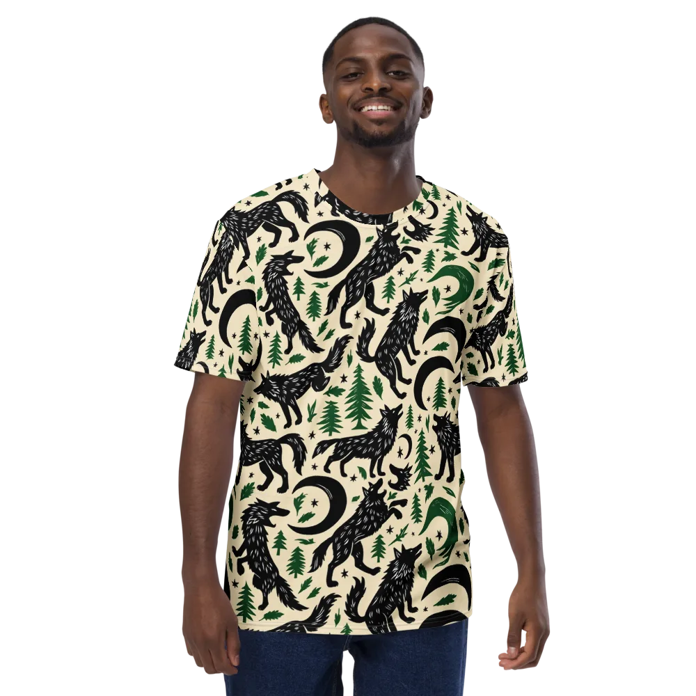 Black Pine Howl on Men's Crew Neck T-Shirt — Front