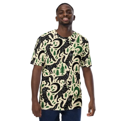 Black Pine Howl on a Men's Crew Neck T-Shirt