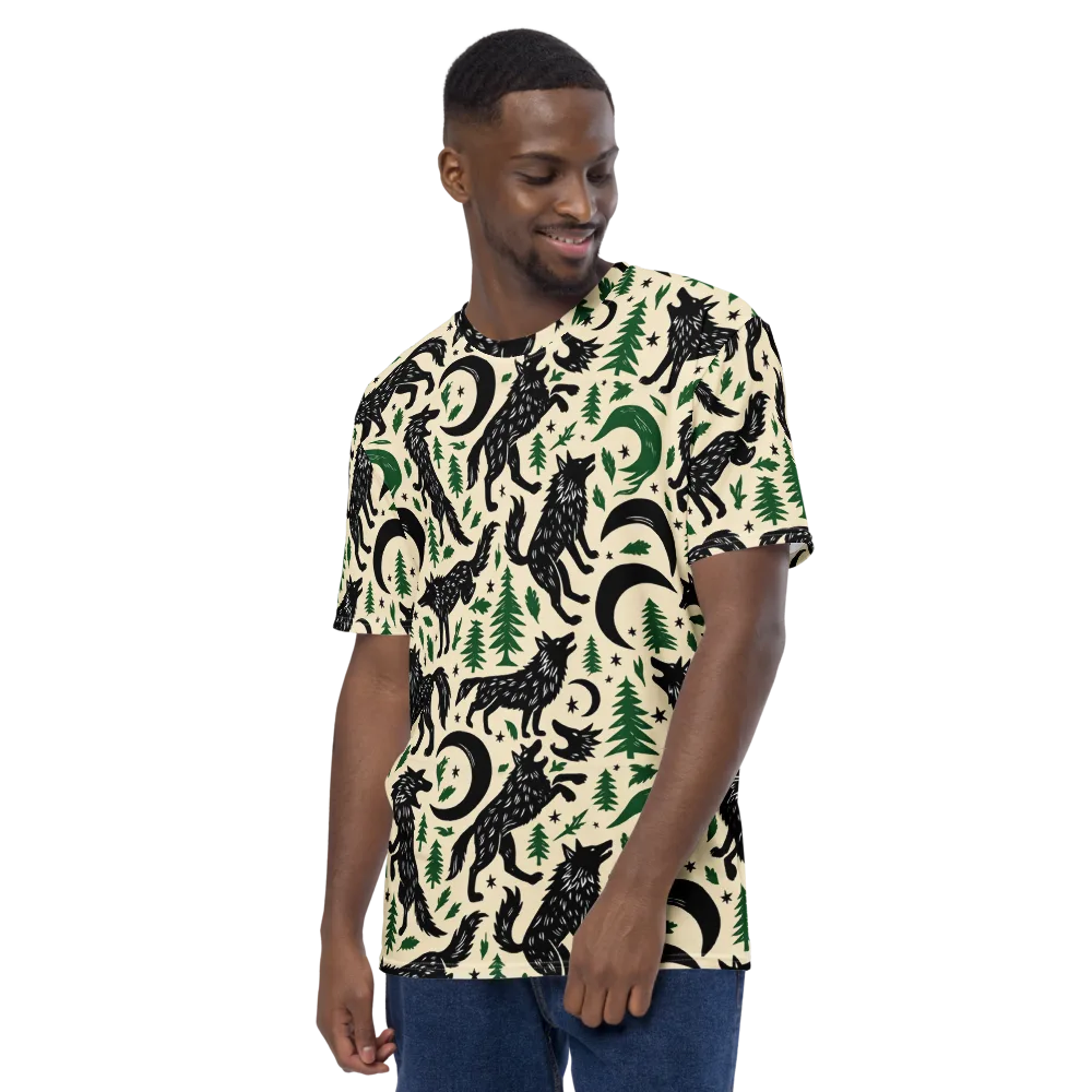 Black Pine Howl on Men's Crew Neck T-Shirt — Left