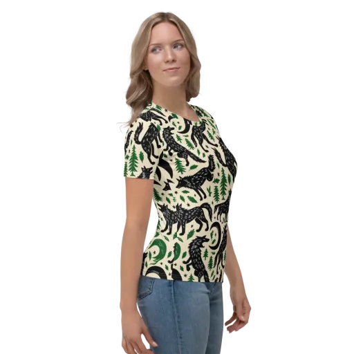 Black Pine Howl on a Women's Crew Neck T-Shirt
