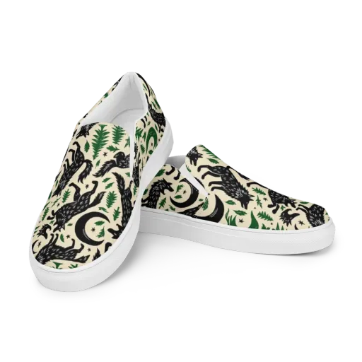 Black Pine Howl on a Men's Slip-On Canvas Shoes