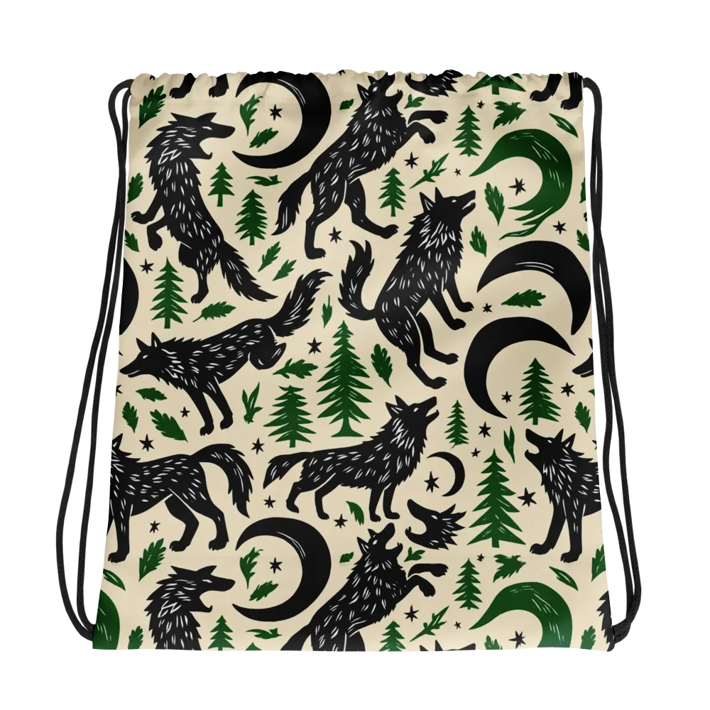 Black Pine Howl on Drawstring Bag — Photo