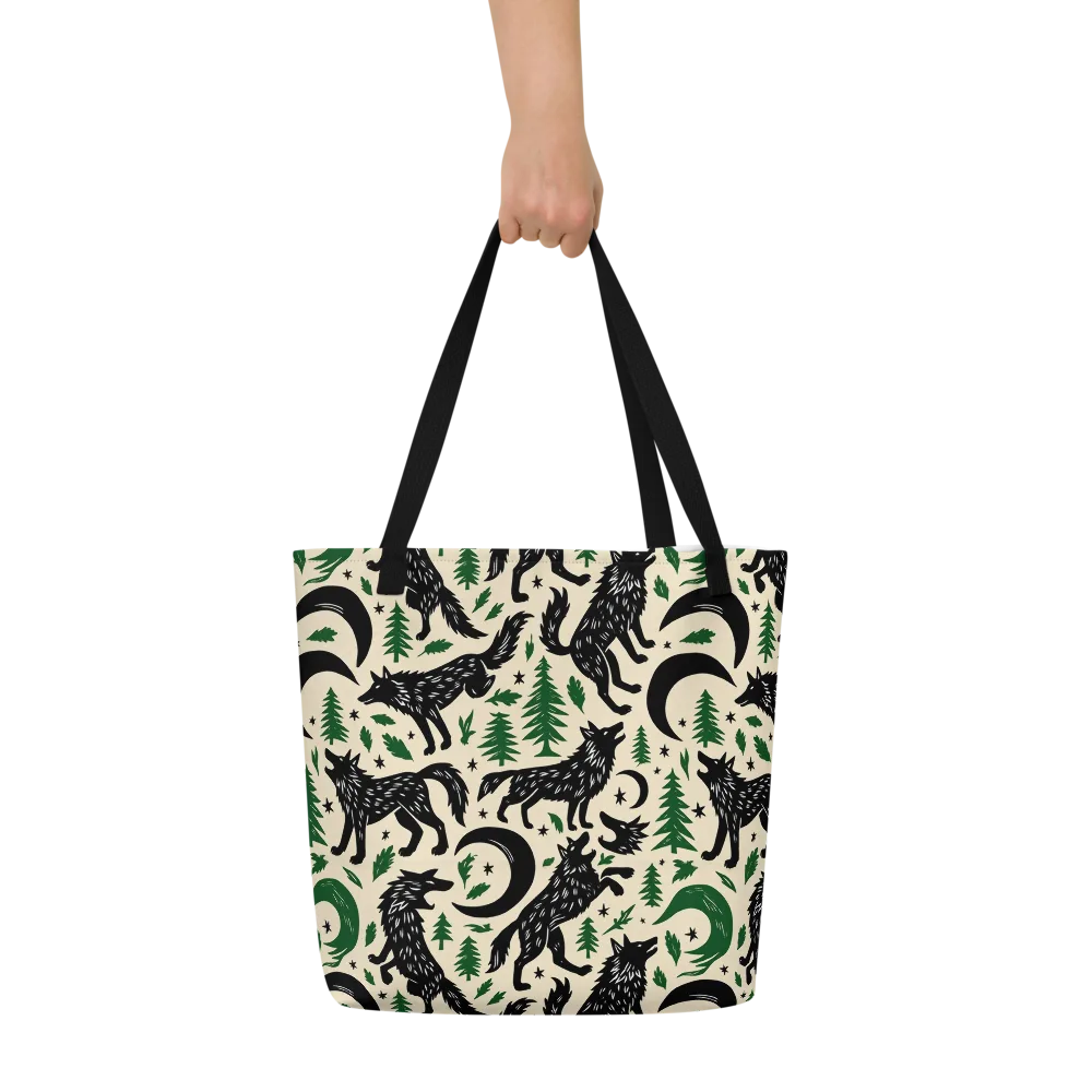 Black Pine Howl on Large Tote Bag W/ Pocket — Front