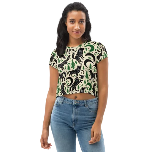 Black Pine Howl on a Crop Tee
