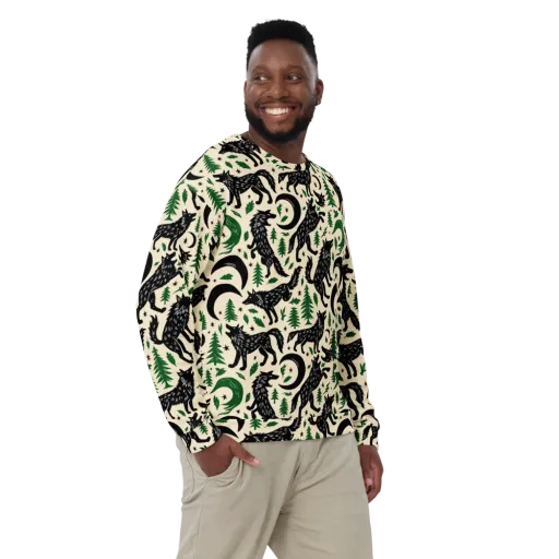 Black Pine Howl on a Sweatshirt